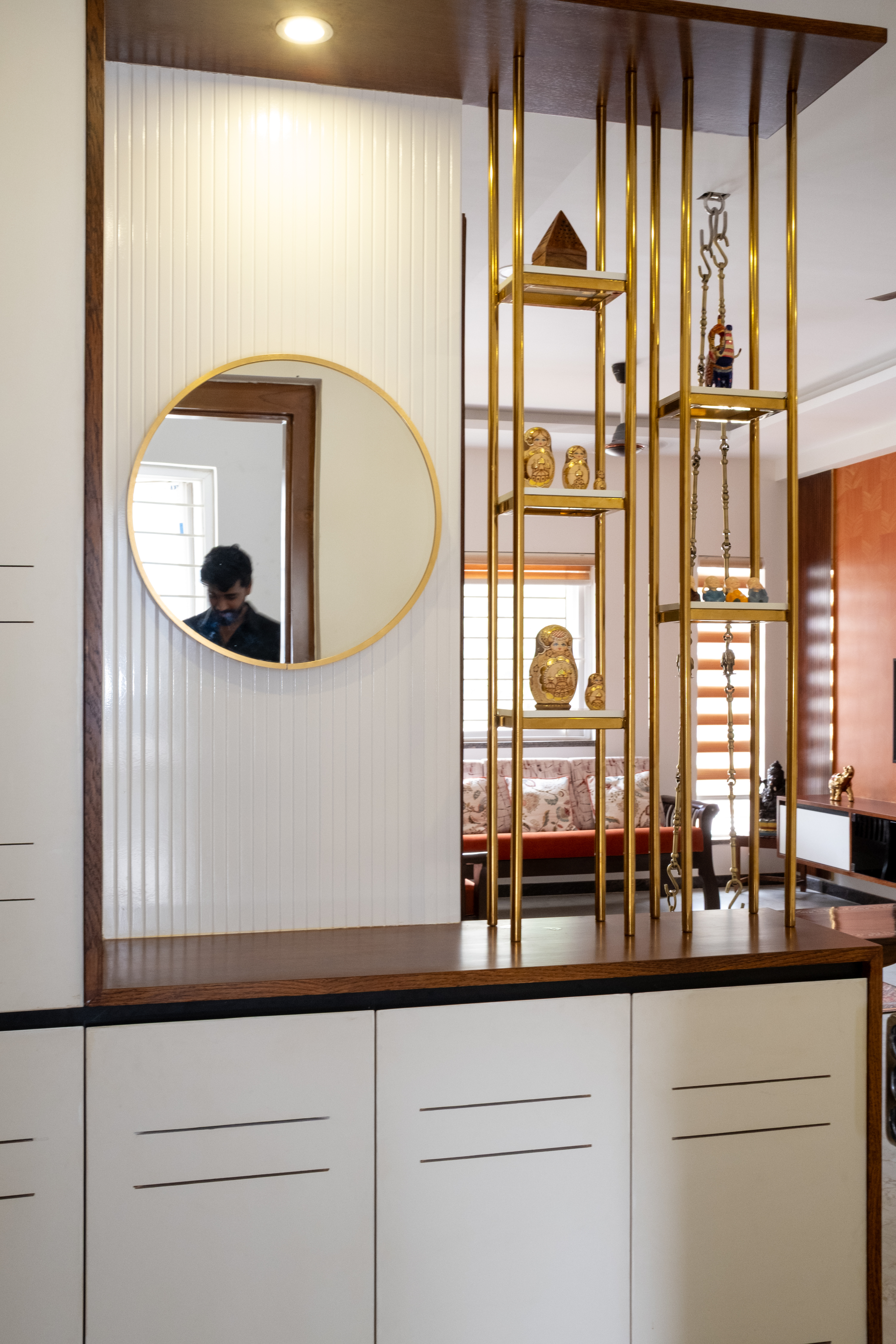 Open shelving library wall